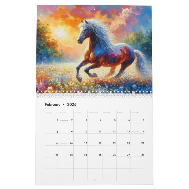 Calendrier Cheval sur le pré (Feb 2026)