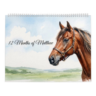 Calendrier Chevaux à l'aquarelle & Versets Bibliques Matthieu