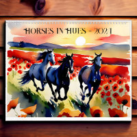Chevaux en teintes aquarelle cheval amoureux cadea