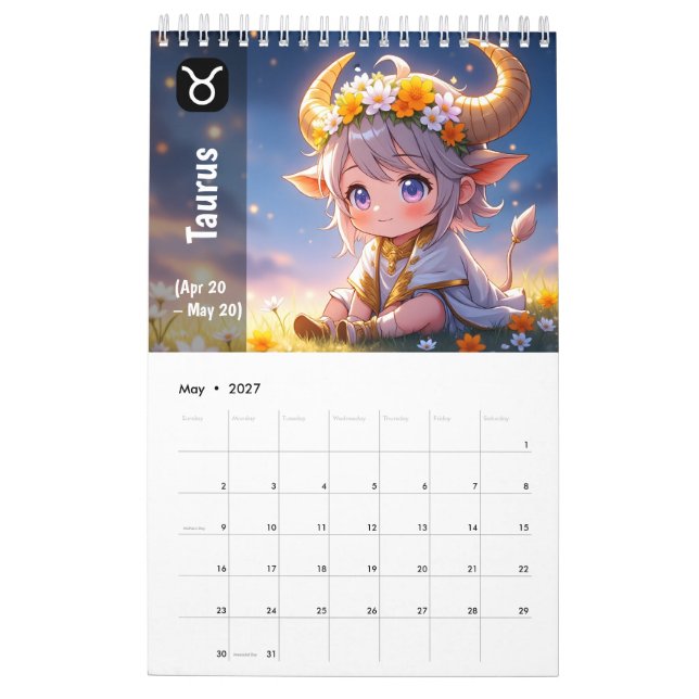 Calendrier Chibi Cute Zodiac 2026 - Astrologie Kaw (Mai 2027)