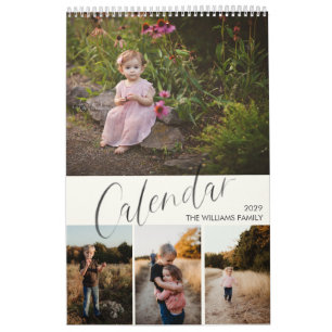 Calendrier Chic moderne Aquarelle Script Multi Photo