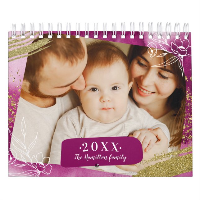 Calendrier Chic Watercolor Photo personnalisée 2022 (Protection)