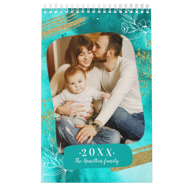 Calendrier Chic Watercolor Photo personnalisée 2022 (Protection)
