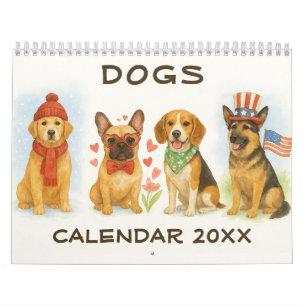 Calendrier Chien Aquarelle 2026