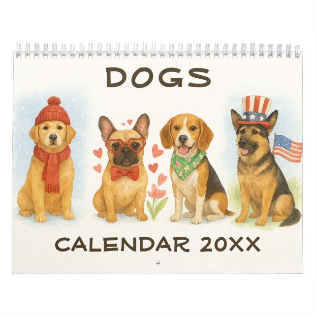 Calendrier Chien Aquarelle 2026 (Protection)
