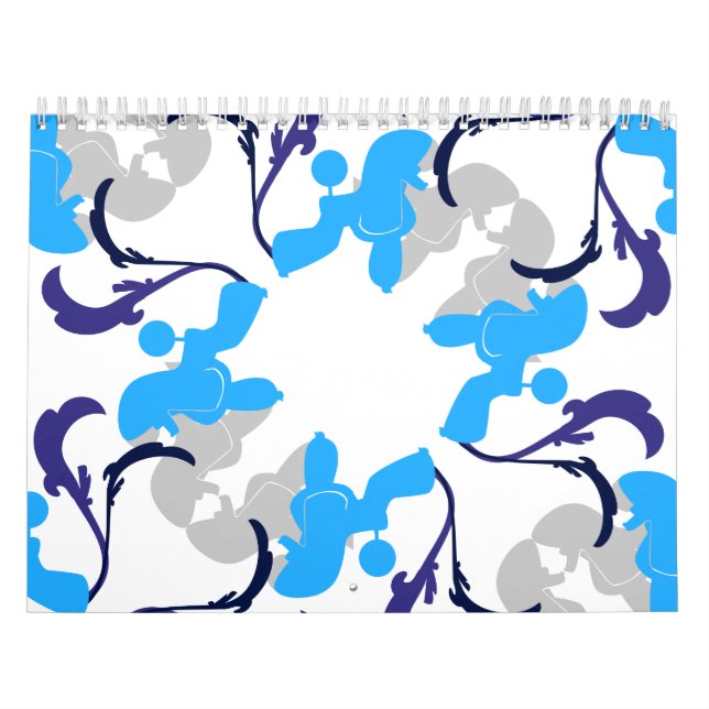 Calendrier Chien caniche abstrait graphique fin minimal (Protection)