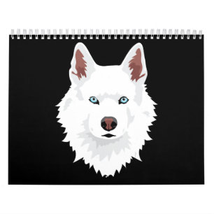 Calendrier Chien Chien blanc de la canine blanche Husky Cani