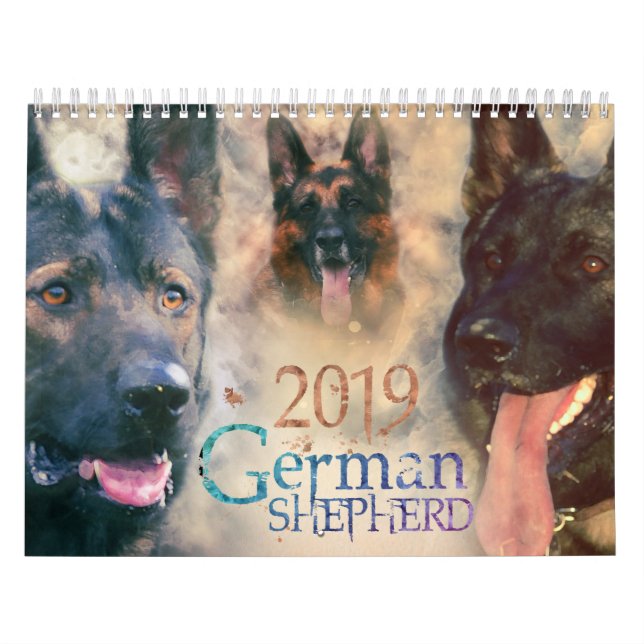 Calendrier Chien de berger allemand GSD 2019 - aquarelle (Protection)