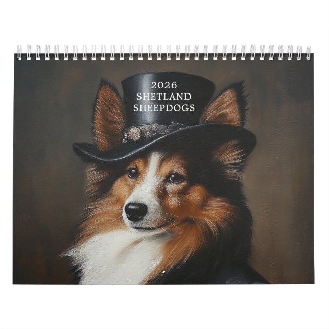 Calendrier Chien de Shetland élégant | Étagère (Protection)