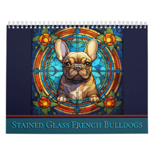 Calendrier Chien-taureau français en verre tendu