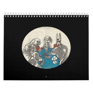 Calendrier Chiens cool Jouer Cartes Poker Texas Holdem