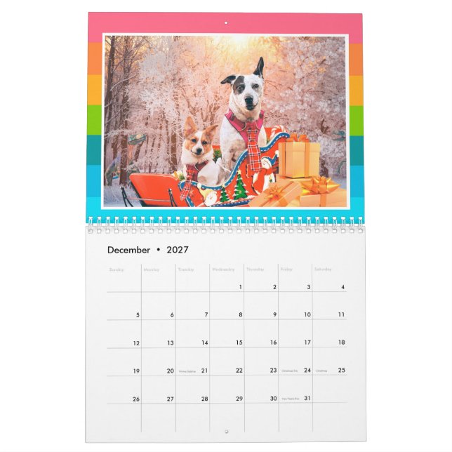 Calendrier Chiens et dinosaures mignons (Dec 2027)