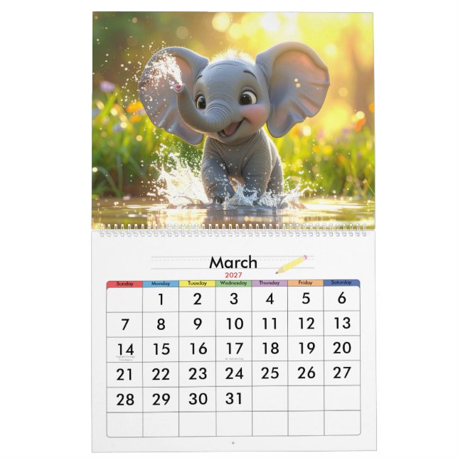 Calendrier children’s 3D Cartoon Animal Calendar – Fun & Cute (Mar 2027)