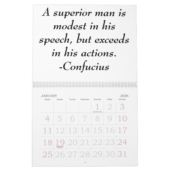 Calendrier chinois de confucianiste de nouvelle (Jan 2026)