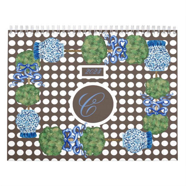 Calendrier Chinoiserie Garden Topiary Ginger Jar Jars (Protection)