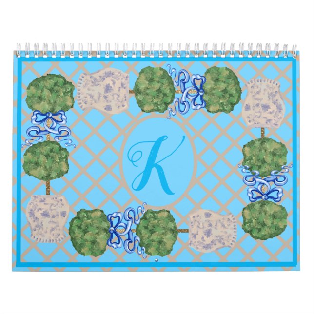 Calendrier Chinoiserie Turquoise Ginger Jar Jars Topiary (Protection)