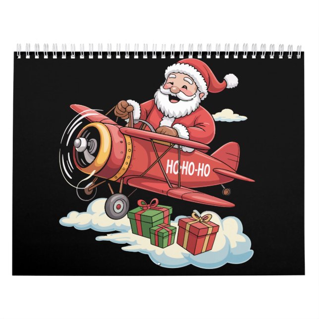 Calendrier Christmas Santa Claus Pilot Flying Airplane Gift (Protection)