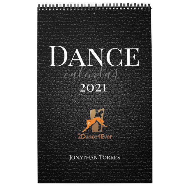 Calendrier Citation de danse Image, logo et nom en cuir noir (Protection)