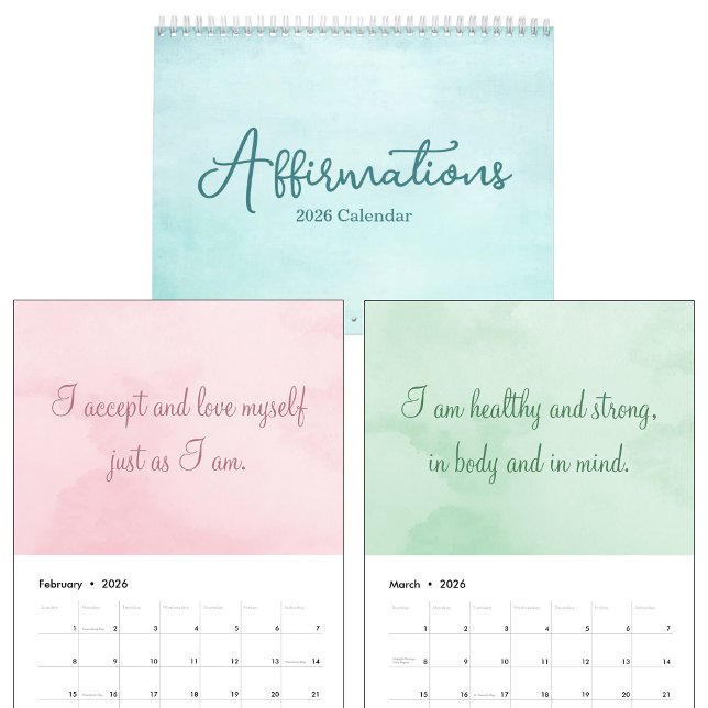 Calendrier Citations d'affirmations inspirantes aquarelle 202 (Créateur téléchargé)