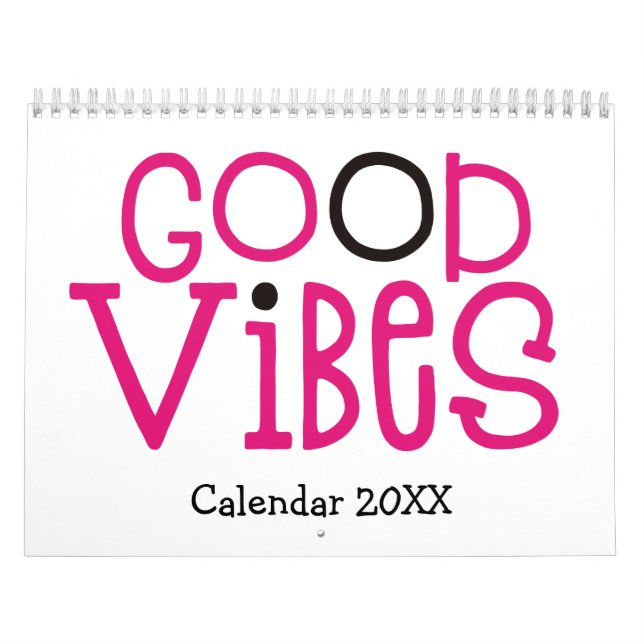 Calendrier Citations de position Good Vibes rose blanc 2022 (Protection)