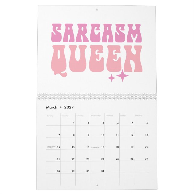 Calendrier Citations drôles de filles roses (Mar 2027)