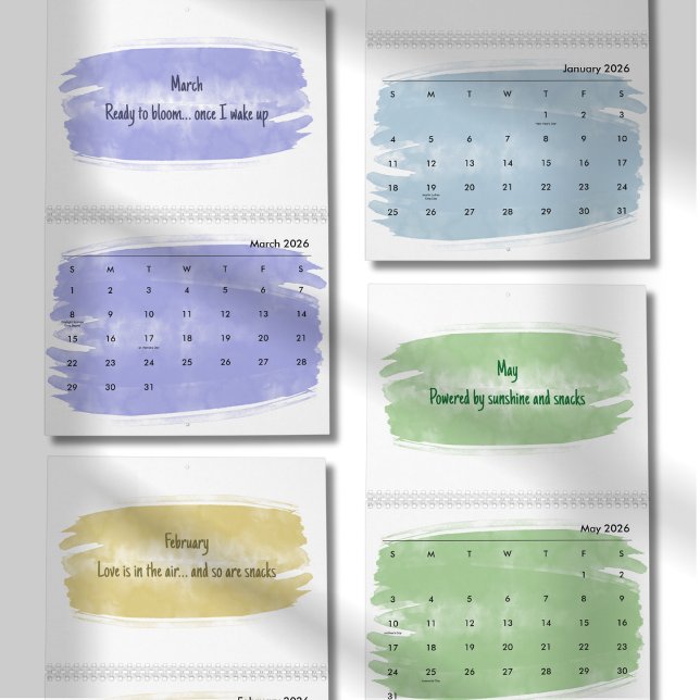 Calendrier Citations Pinceau Aquarelle Clair 2026 (Créateur téléchargé)