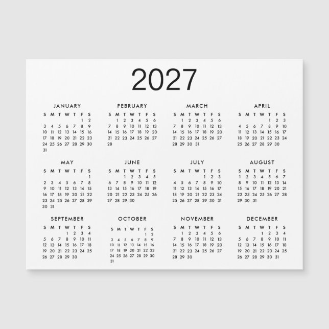 Calendrier Classique Noir Et Blanc 2025 (Devant)