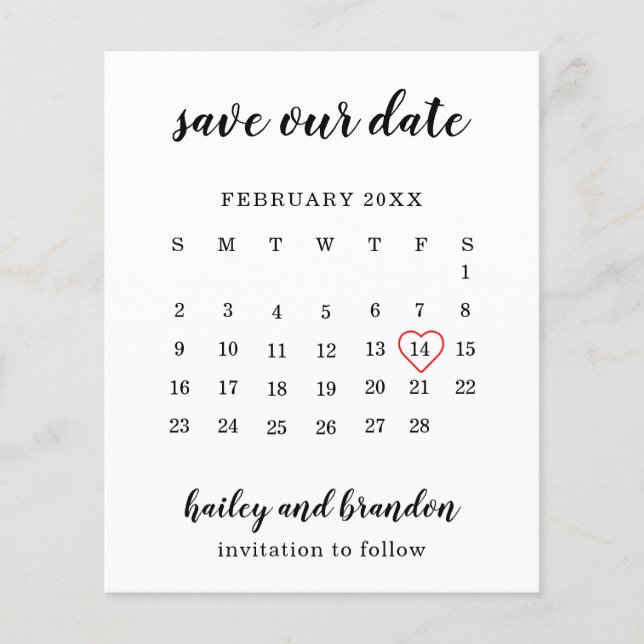 Calendrier Cœur Rouge Budget Mariage Enregistrer l (Devant)