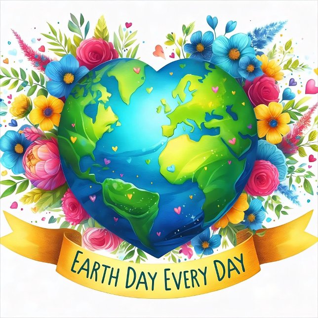 Calendrier Cœur Terre Graphique Nature Lumineuse  ("Earth Day Every Day")