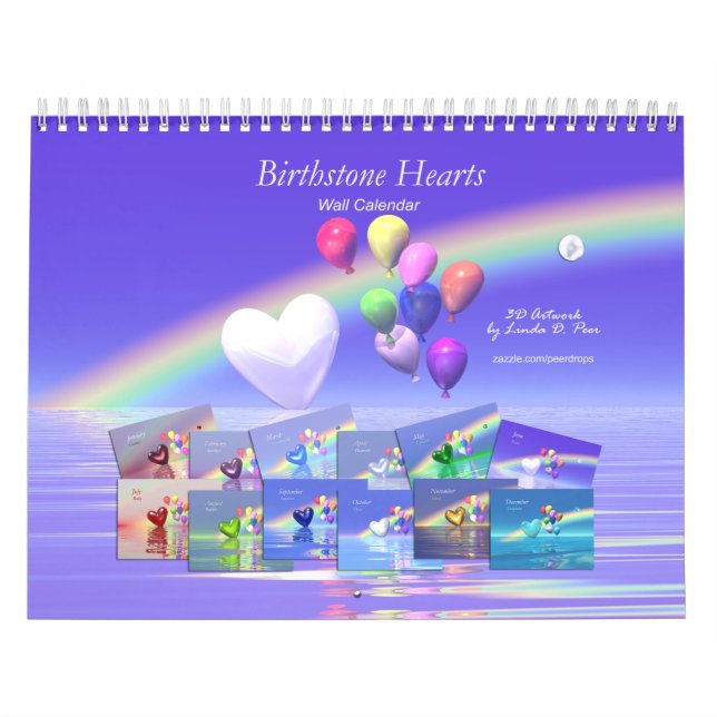 Calendrier Cœurs de pierre de naissance et ballons (Protection)