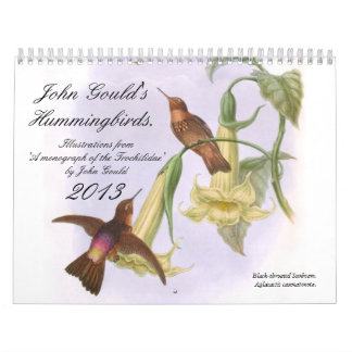 Calendrier Colibris de John Gould