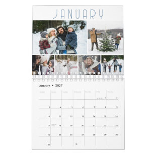 Calendrier Collage de photos de famille 6 par mois Moderne