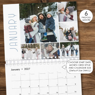 Calendrier Collage de photos de famille 6 par mois Moderne