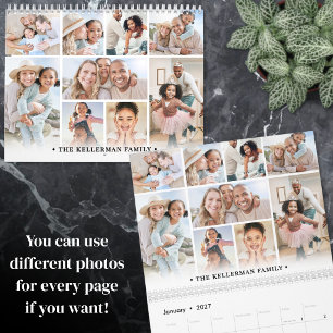 Calendrier Collage de photos de famille minimaliste 2027