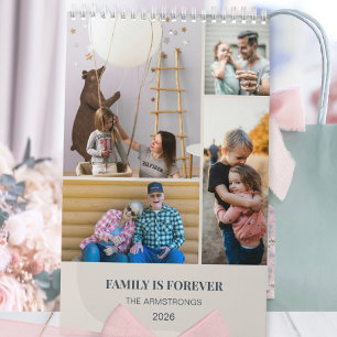 Calendrier Collage de photos de famille minimaliste neutre et