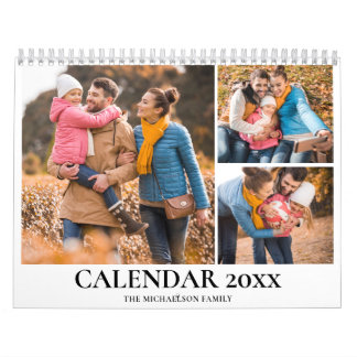 Calendrier Collage de photos de famille personnalisé aquarell
