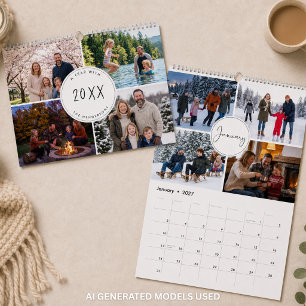 Calendrier Collage de photos de famille personnalisé avec écr
