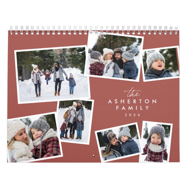 Calendrier Collage photo de famille fun en terre cuite modern (Protection)