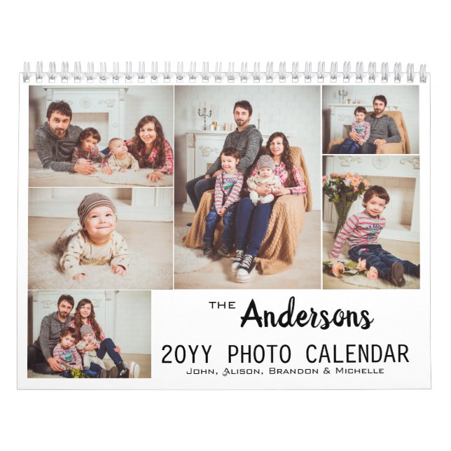 Calendrier Collage photo de famille moderne personnalisé (Protection)