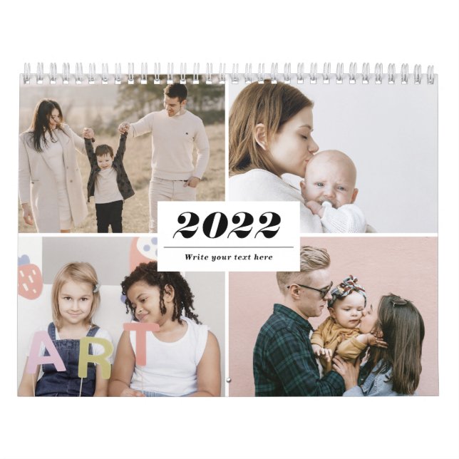 Calendrier Collage Photo Famille 2022 Moderne Simple Élégant (Protection)
