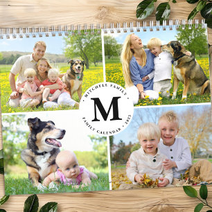 Calendrier Collage photo personnalisé 2026 Famille Monogramme