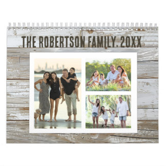 Calendrier Collage photo rustique en bois 36 images