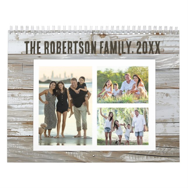 Calendrier Collage photo rustique en bois 36 images (Protection)