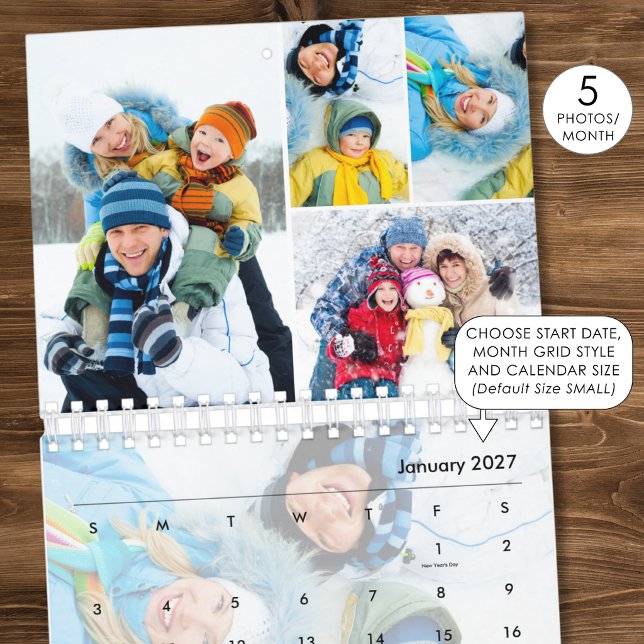 Calendrier Collage Photo Simple 5 Par Mois Sur Mesure (Créateur téléchargé)