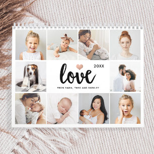Calendrier Collage photo simple et chic   Amour avec coeur
