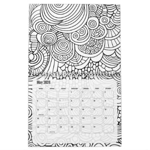 Calendrier Coloration Abstraite moderne - Blanc noir