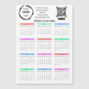 Calendrier coloré de l'entreprise 2026 Votre logo