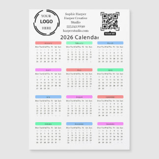 Calendrier coloré de l'entreprise 2026 Votre logo