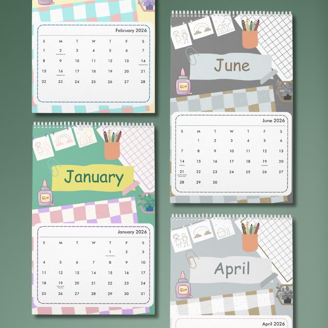 Calendrier Coloré Mignon 2026 (Créateur téléchargé)