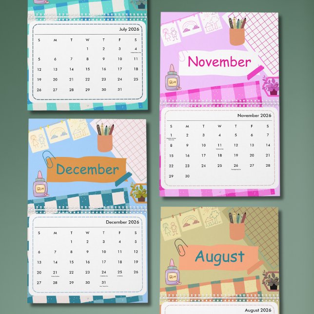 Calendrier Coloré Mignon 2026 (Créateur téléchargé)